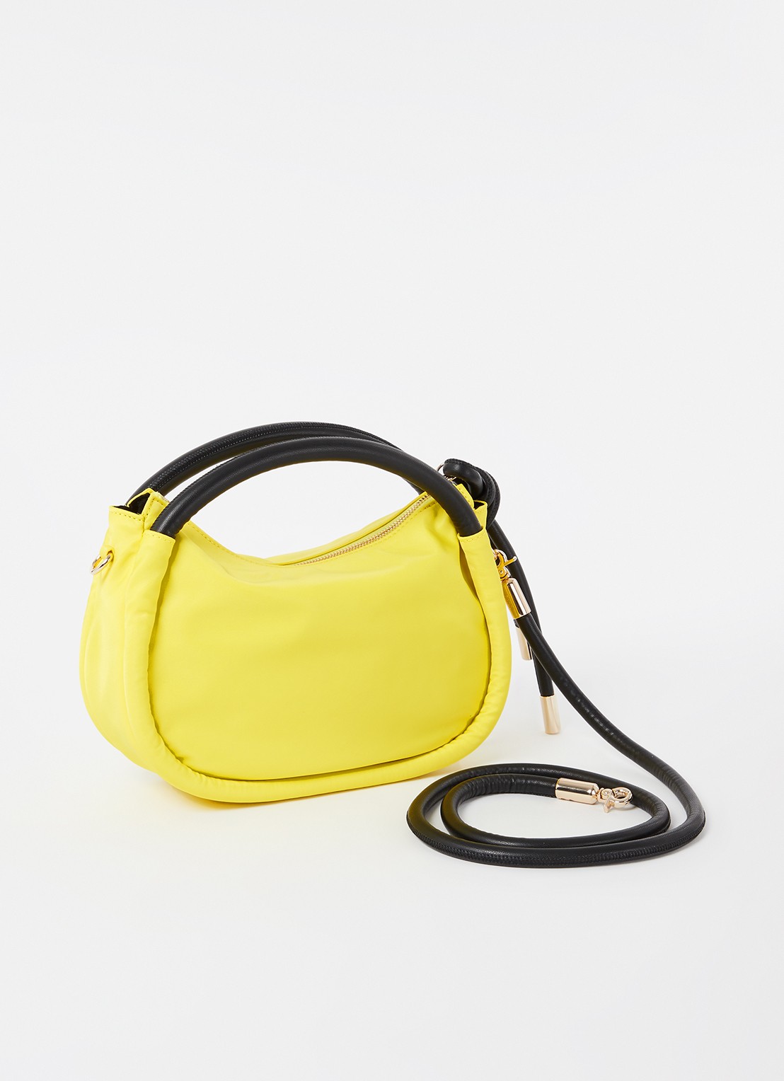 Ganni Mini Knot handtas met leren details  - achterkant 2 geel