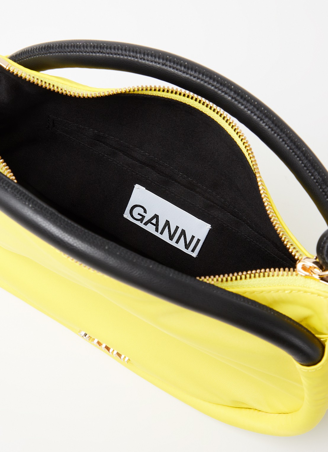 Ganni Mini Knot handtas met leren details  - detail 3 geel