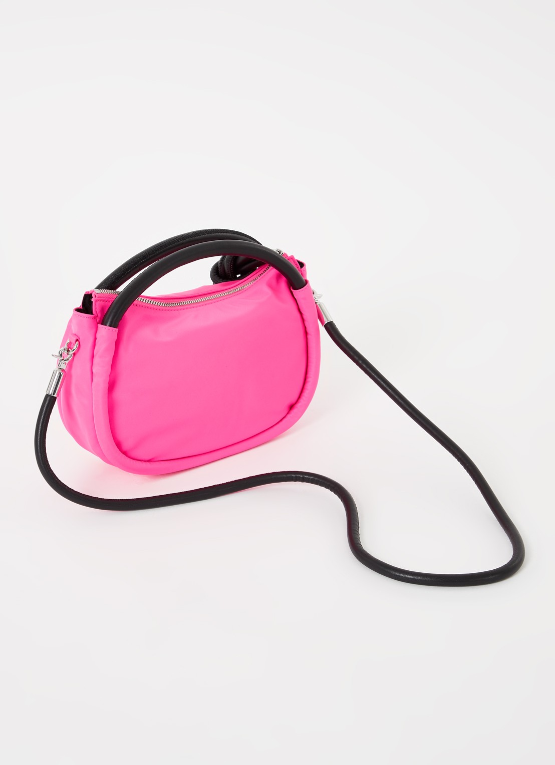 Ganni Mini Knot handtas met leren details  - achterkant 3 fuchsia