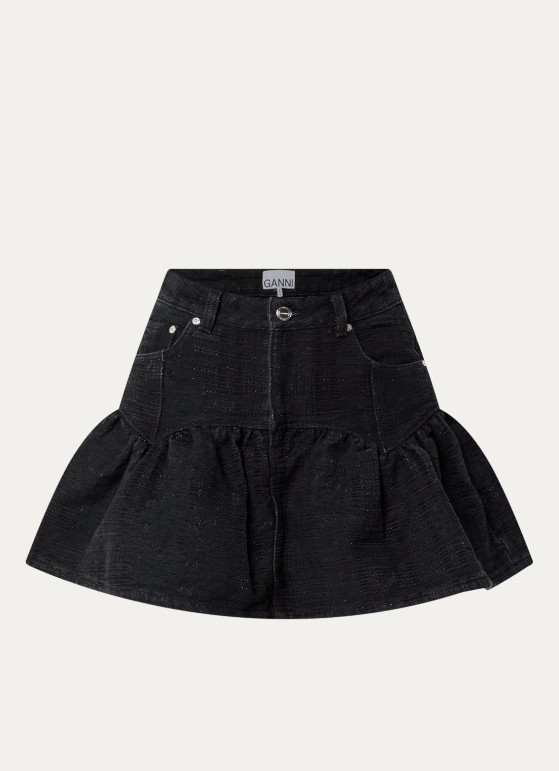 Ganni Minirok van denim - voorkant 2 zwart
