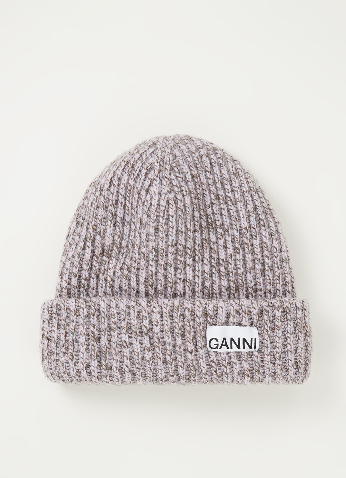 Ganni Muts in wolblend met logo - voorkant multicolor