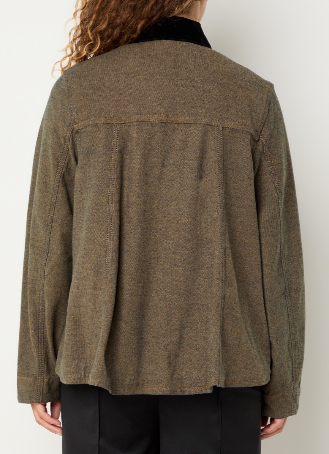 Ganni Overshirt van denim met borstzakken - achterkant bruin