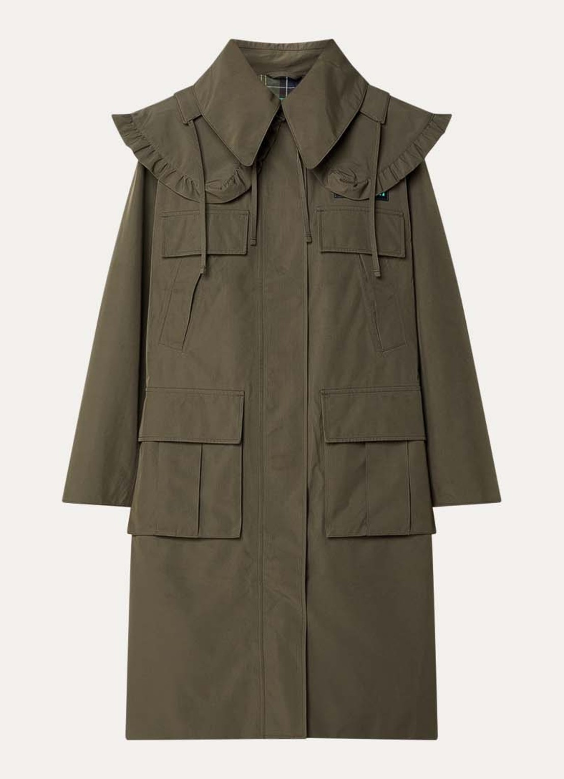 Ganni Parka met logo en klepzakken - voorkant 2 bronsgroen