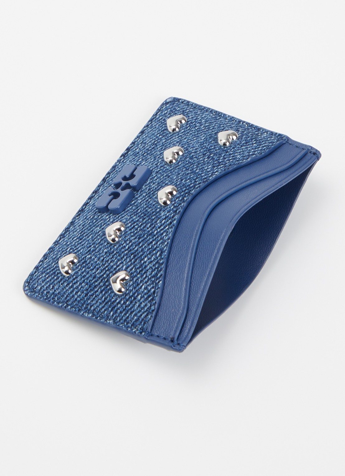 Ganni Pasjeshouder van denim met studs - detail indigo