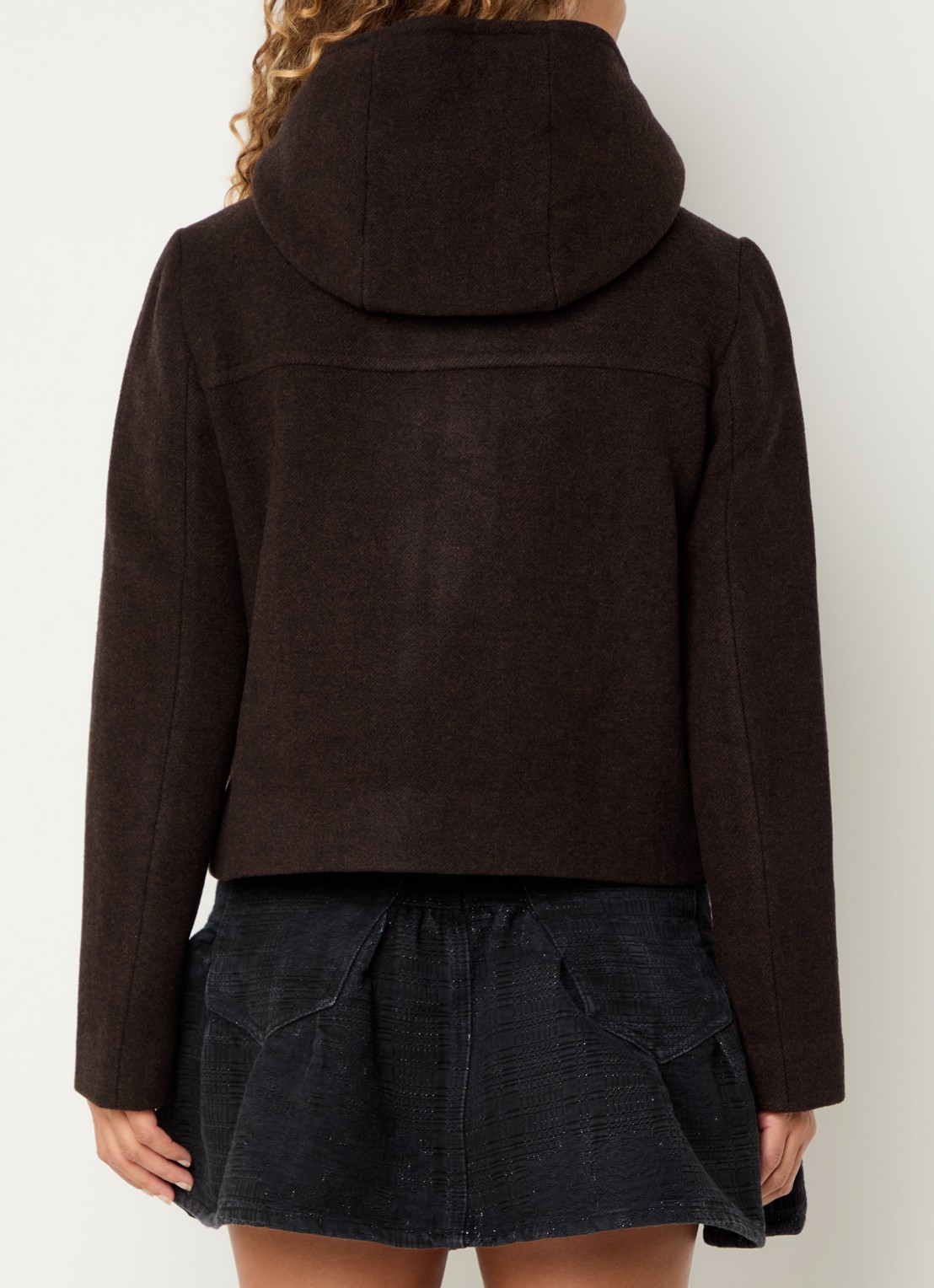 Ganni Peacoat jack in wolblend met capuchon - achterkant 4 bruin