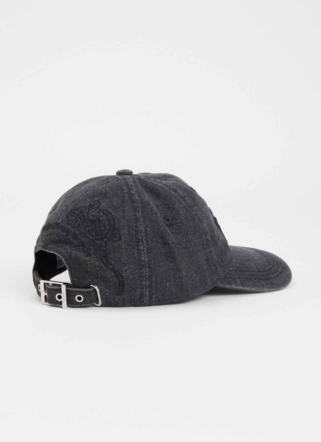 Ganni Pet van denim met borduring en logo - detail zwart