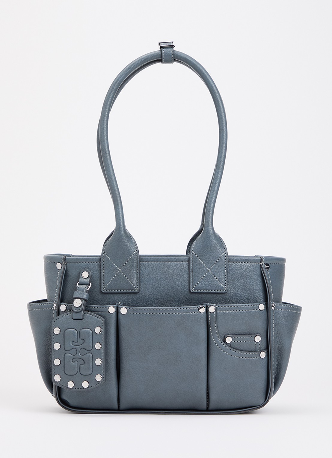 Ganni Posy Small handtas met logo - voorkant 5 middengrijs