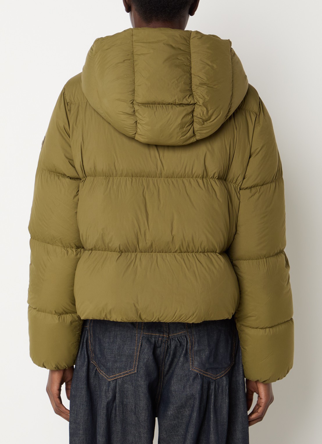 Ganni Puffer jack met donsvulling en klepzakken - achterkant 2 olijfgroen