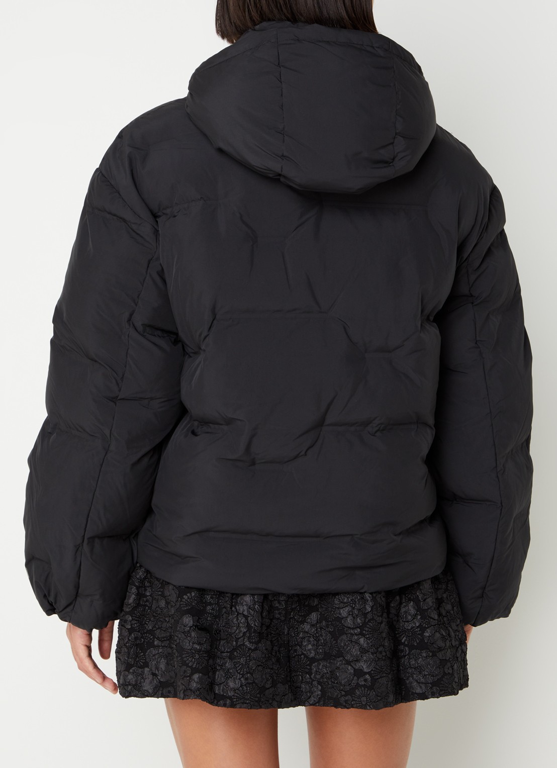 Ganni Puffer jack met ritszakken en afneembare capuchon - achterkant 3 zwart