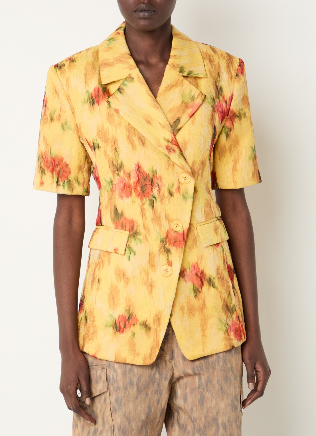 Ganni Shibori getailleerde blazer met print en steekzakken - detail 4 geel