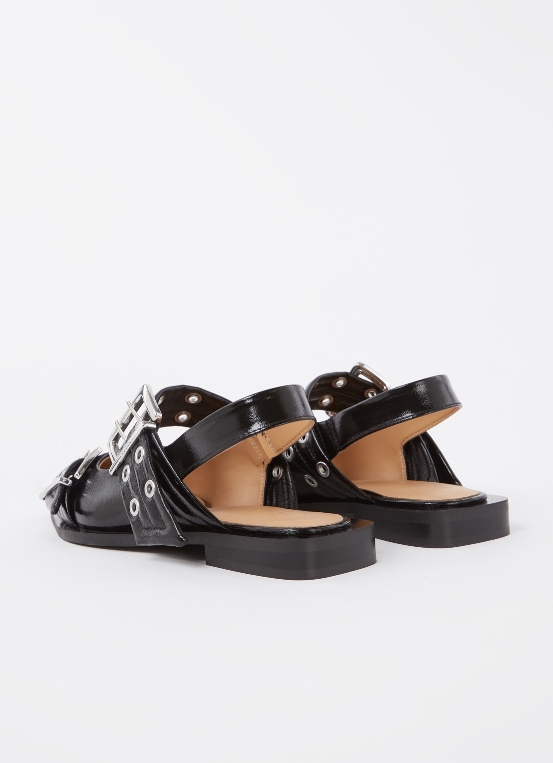 Ganni Slingback met gespdetail - achterkant zwart