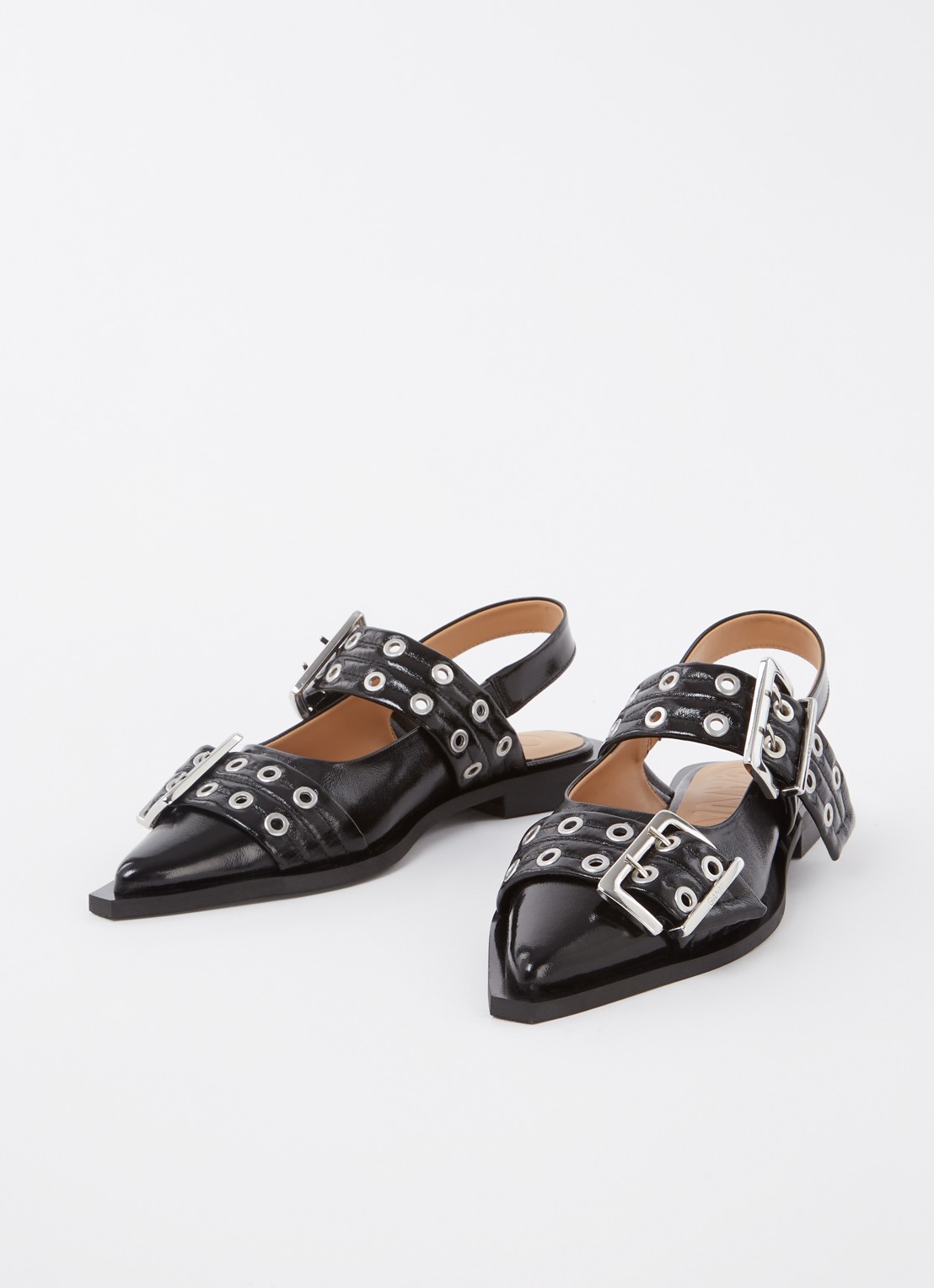 Ganni Slingback met gespdetail - detail 2 zwart