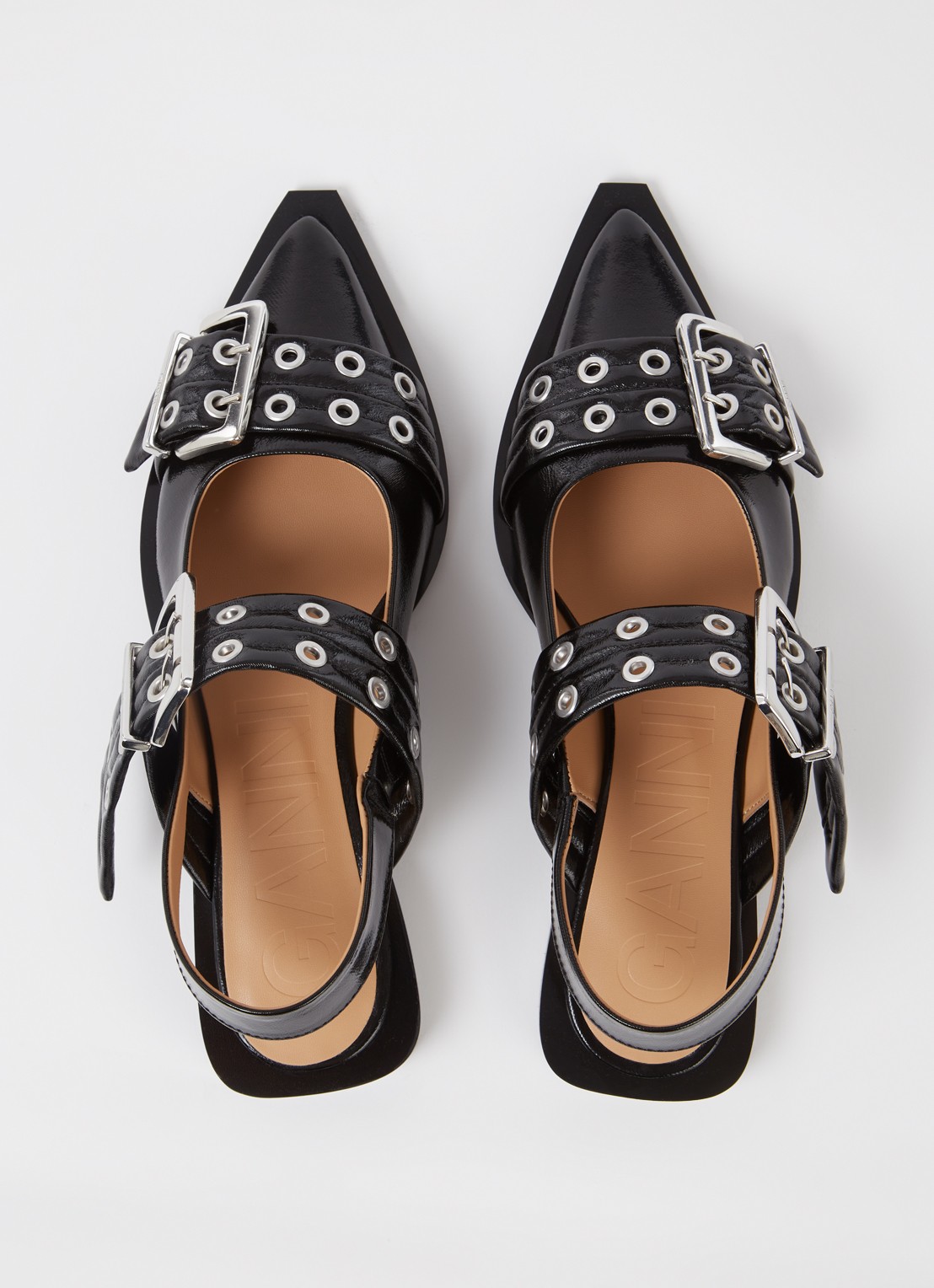 Ganni Slingback met gespdetail - detail 3 zwart