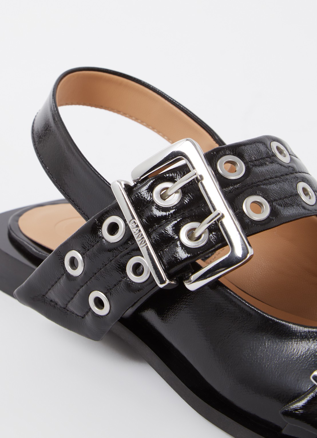 Ganni Slingback met gespdetail - detail 4 zwart