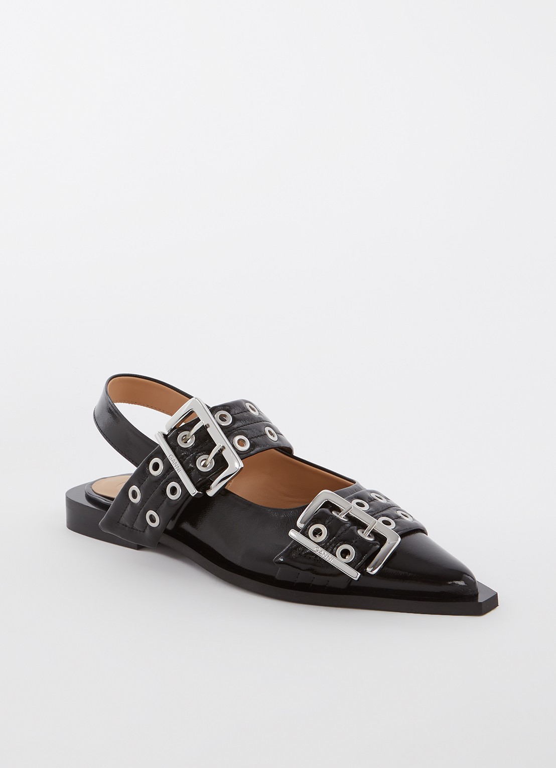 Ganni Slingback met gespdetail - voorkant 5 zwart