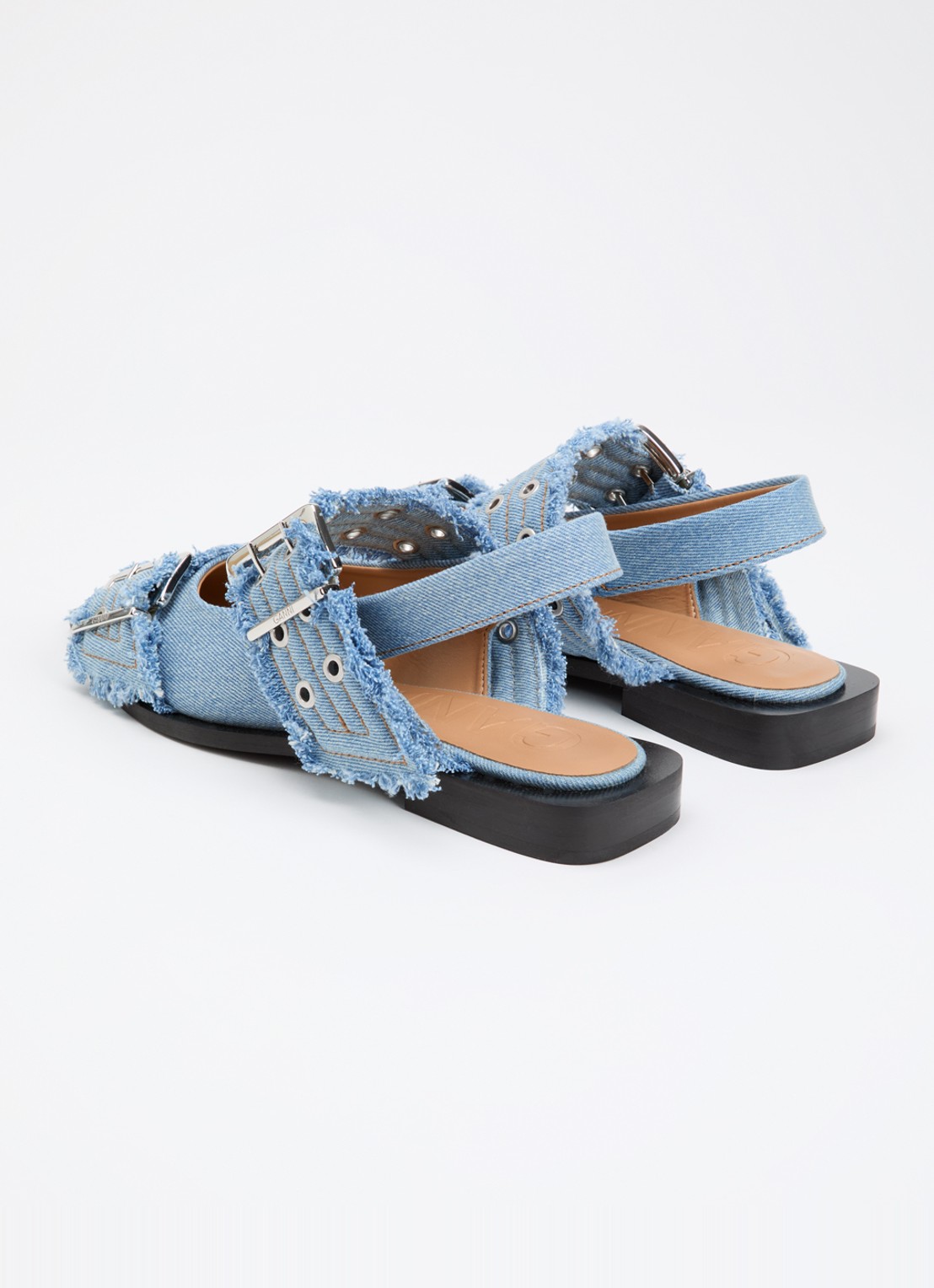 Ganni Slingback van denim - achterkant 6 lichtblauw