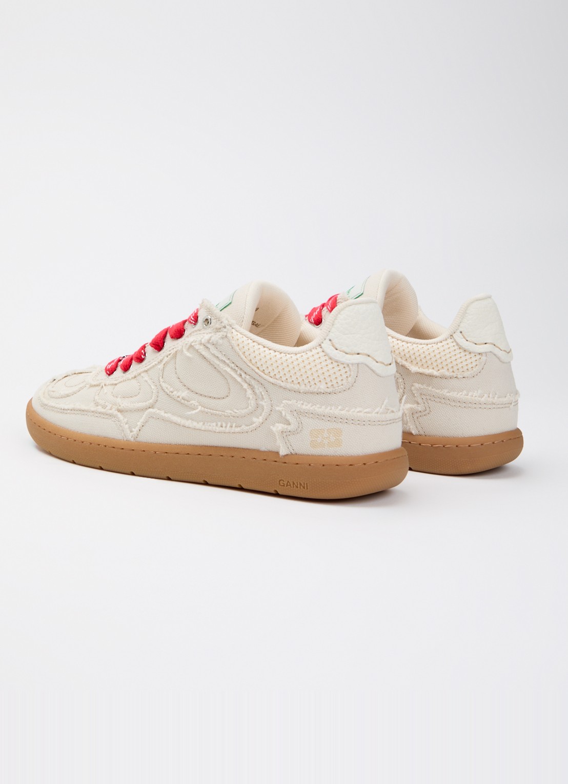 Ganni Sneaker van canvas met mesh details - achterkant 7 beige