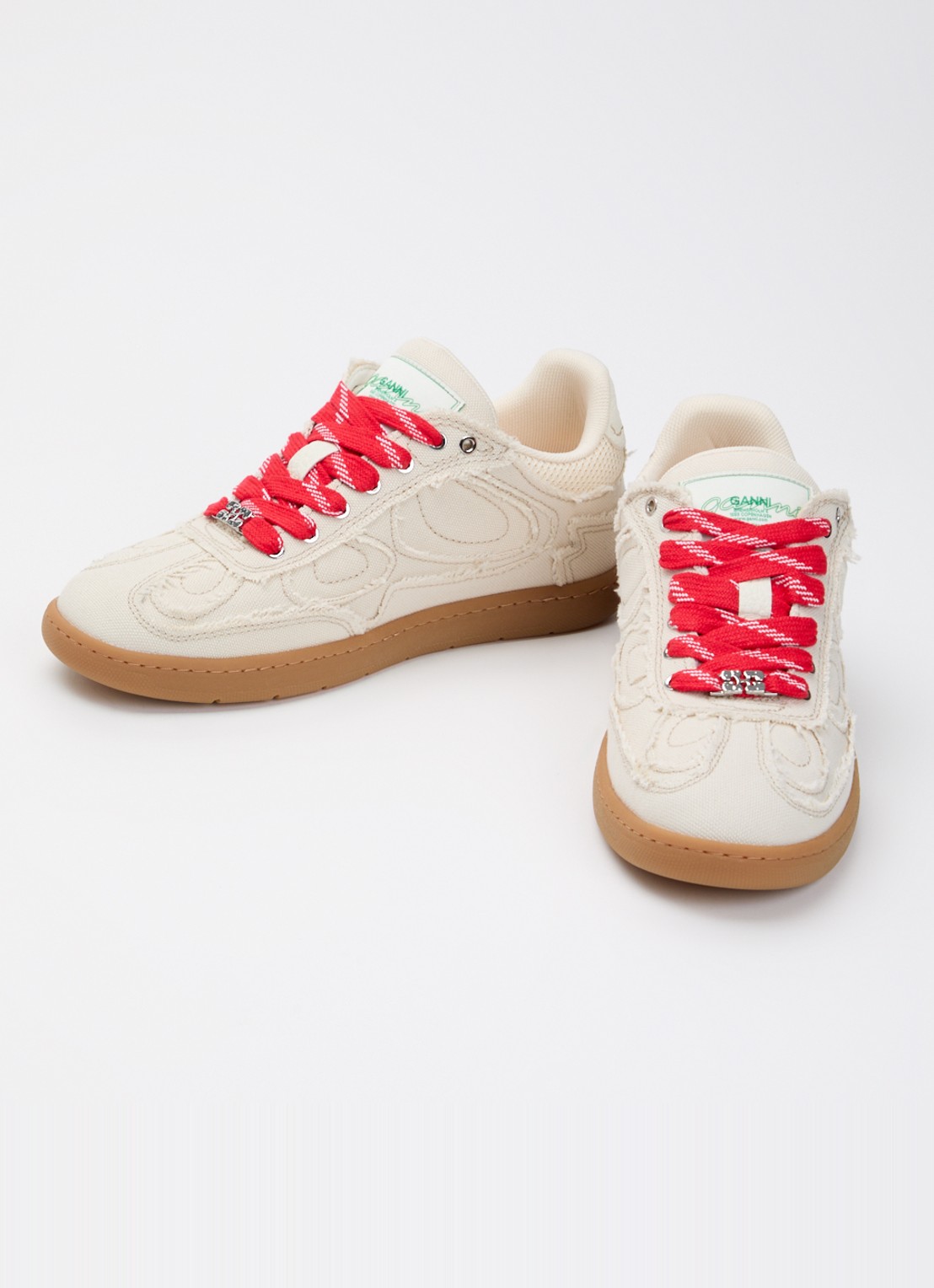 Ganni Sneaker van canvas met mesh details - detail 3 beige