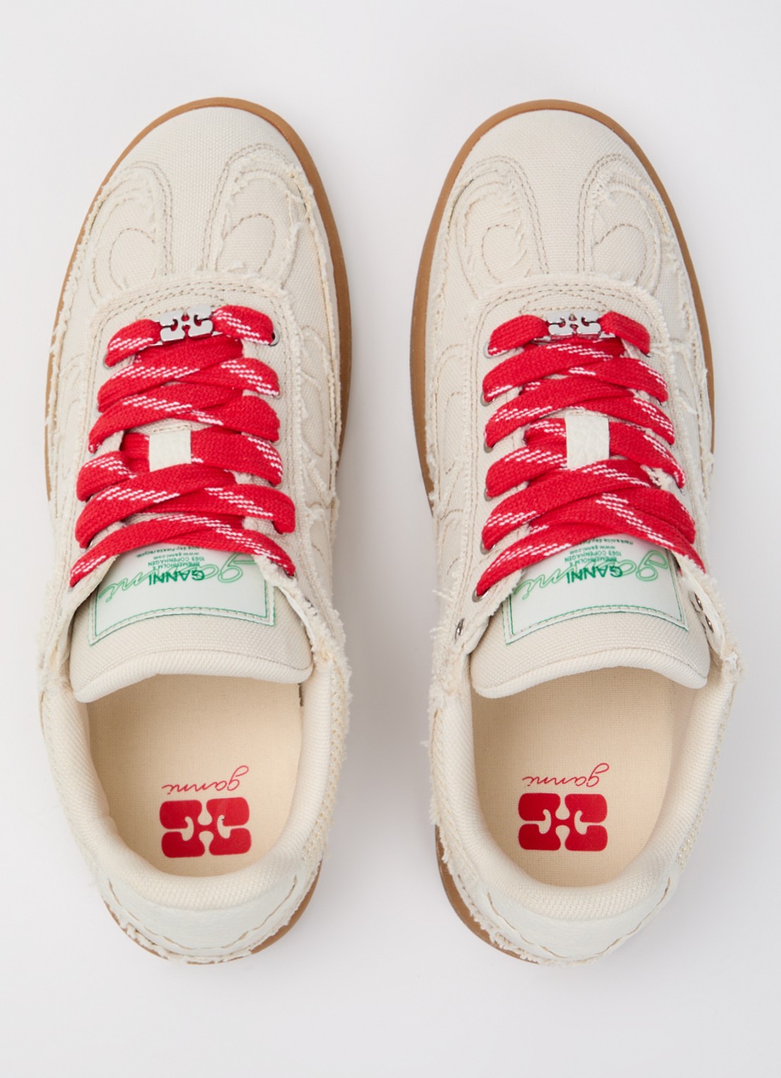 Ganni Sneaker van canvas met mesh details - detail 4 beige