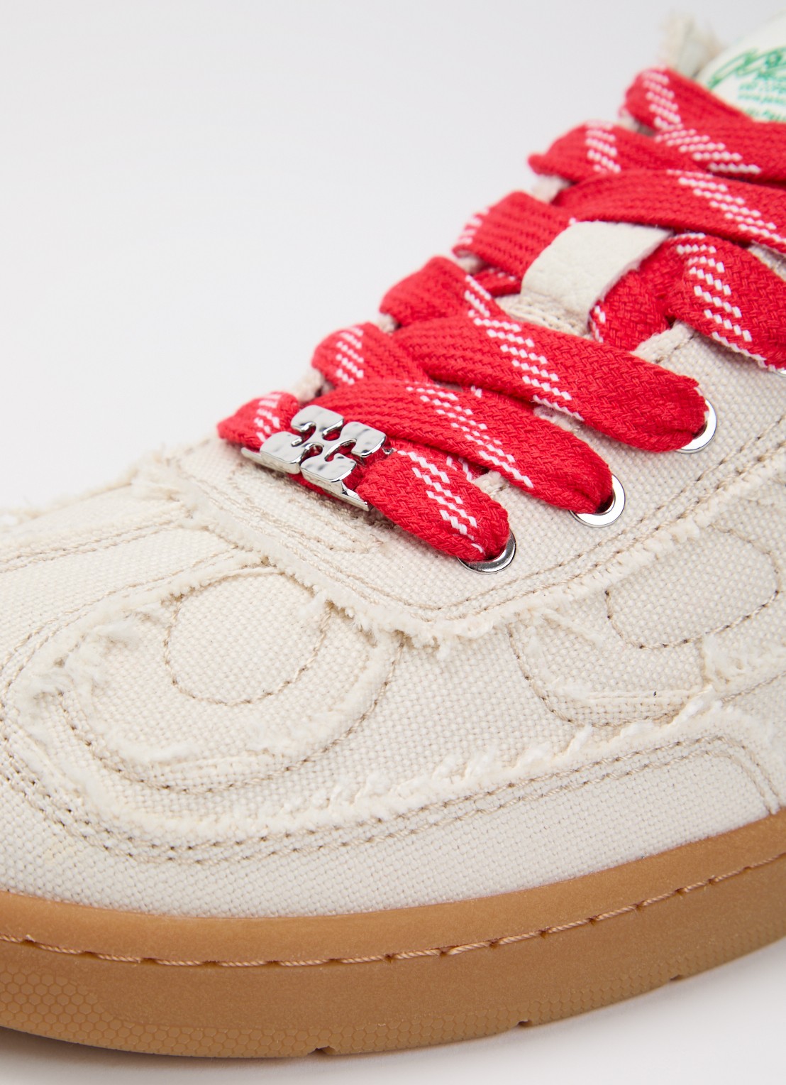 Ganni Sneaker van canvas met mesh details - detail 6 beige