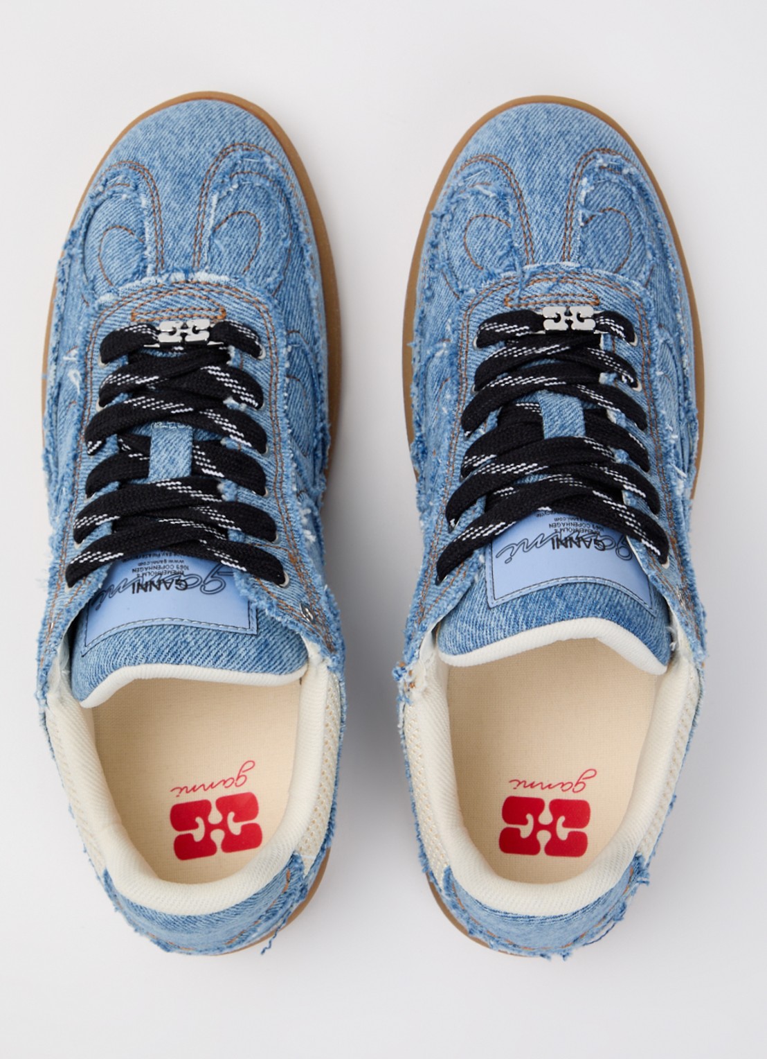 Ganni Sneaker van denim met mesh details - detail 4 indigo