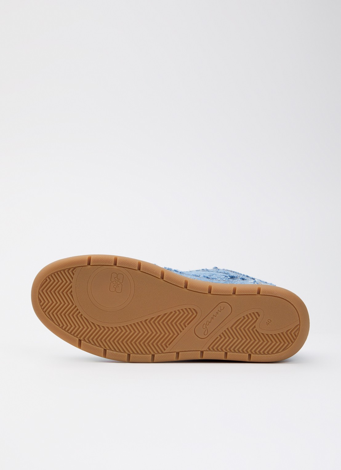 Ganni Sneaker van denim met mesh details - detail 5 indigo
