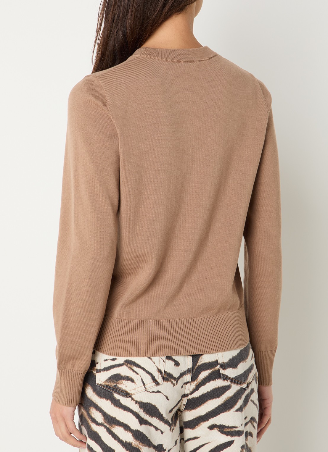 Ganni Sweater met ingebreide logoprint - achterkant camel