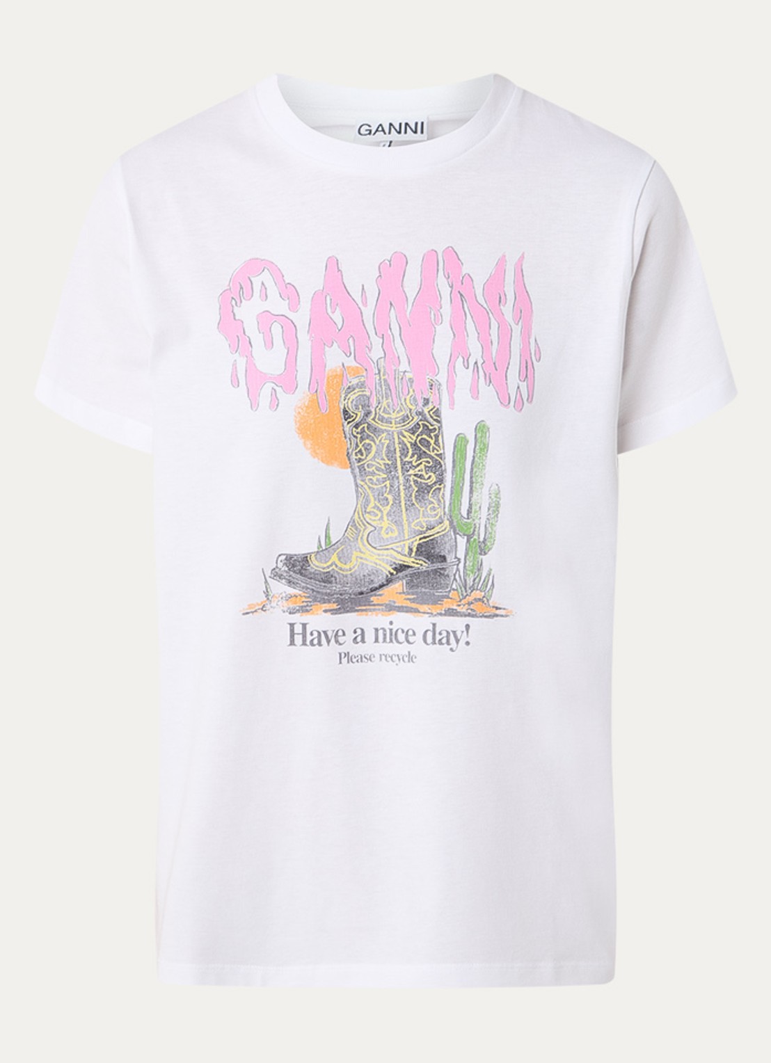 Ganni T-shirt met logoprint - voorkant wit
