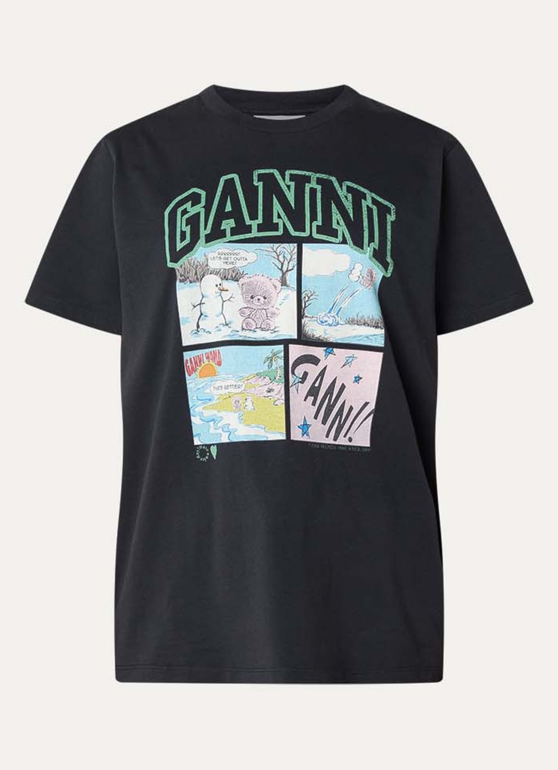 Ganni T-shirt met logoprint - voorkant 3 antraciet
