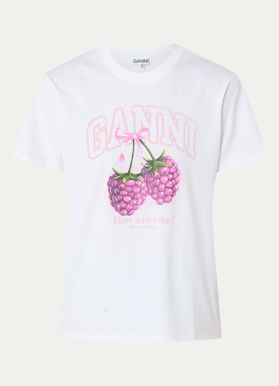 Ganni T-shirt met logoprint - voorkant wit