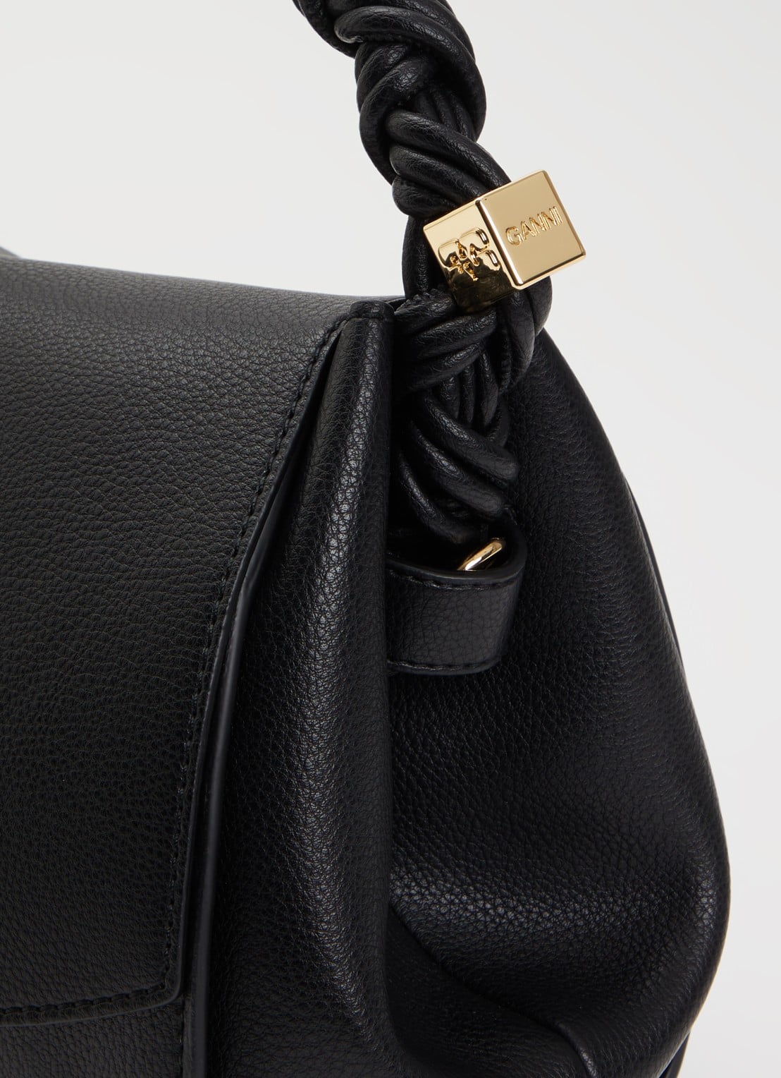 Ganni Very Bou schoudertas met gevlochten detail en afneembare schouderriem - detail 3 zwart