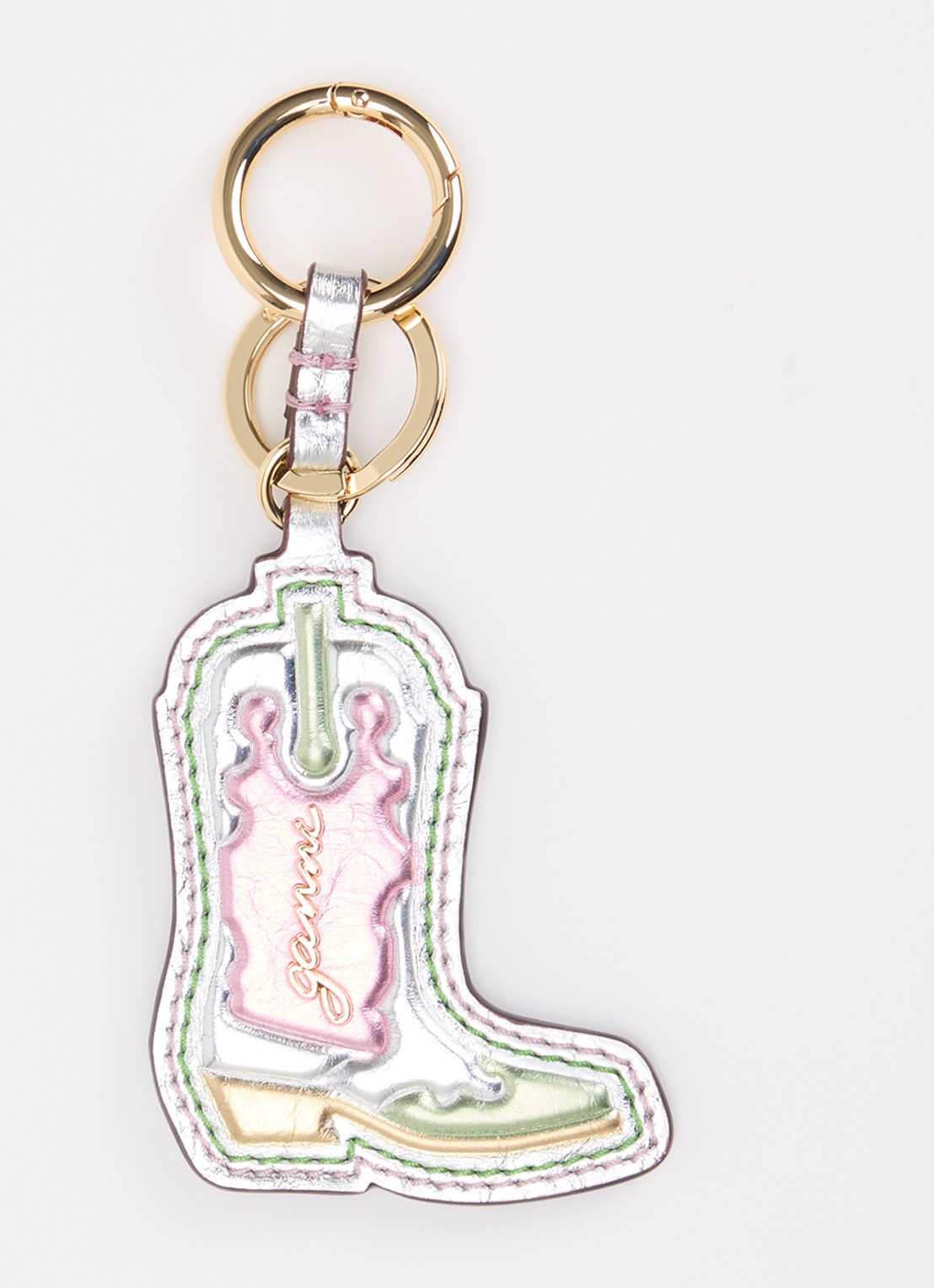 Ganni Western boot tasbedel  - voorkant zilver