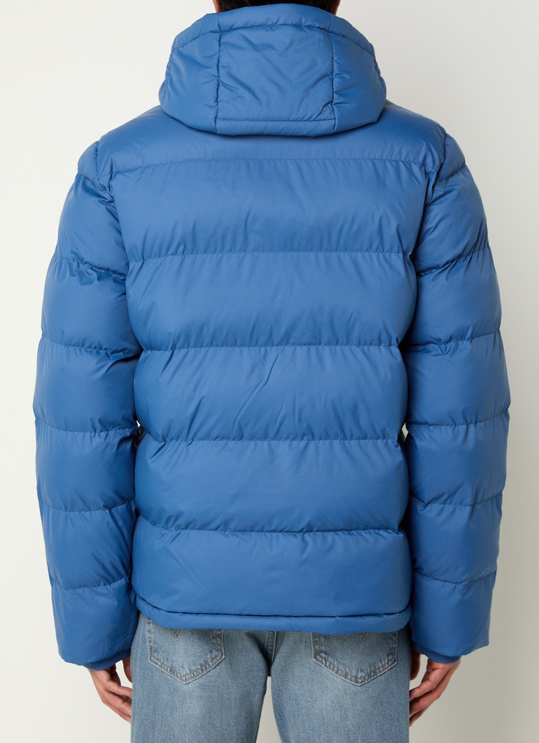Gant Active Cloud puffer jack met afneembare capuchon en ritszakken - achterkant blauw