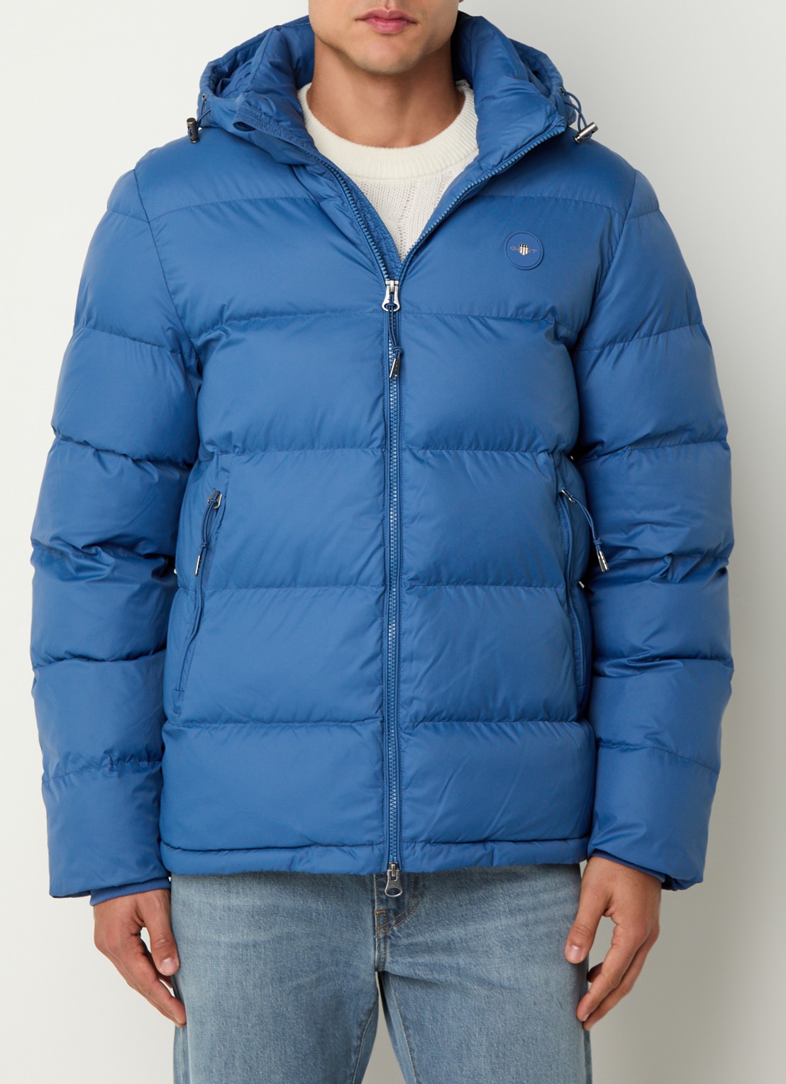 Gant Active Cloud puffer jack met afneembare capuchon en ritszakken - detail 4 blauw