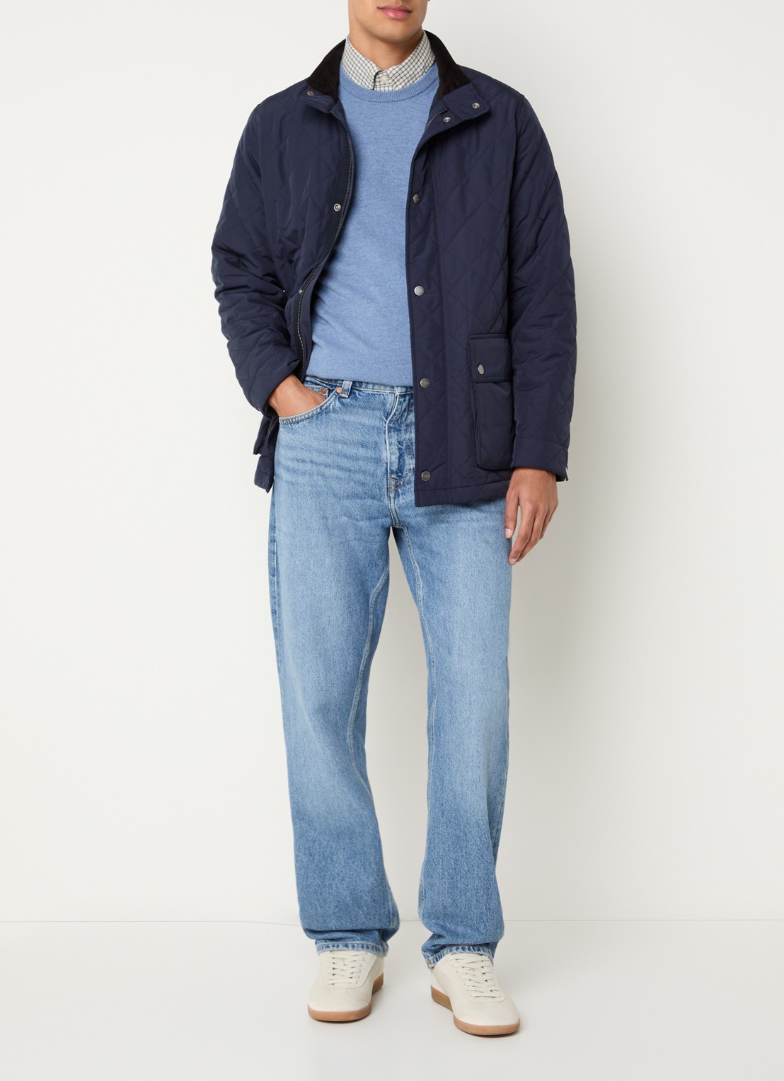 Gant Barn jack met quilt patroon en klepzakken - voorkant 4 indigo