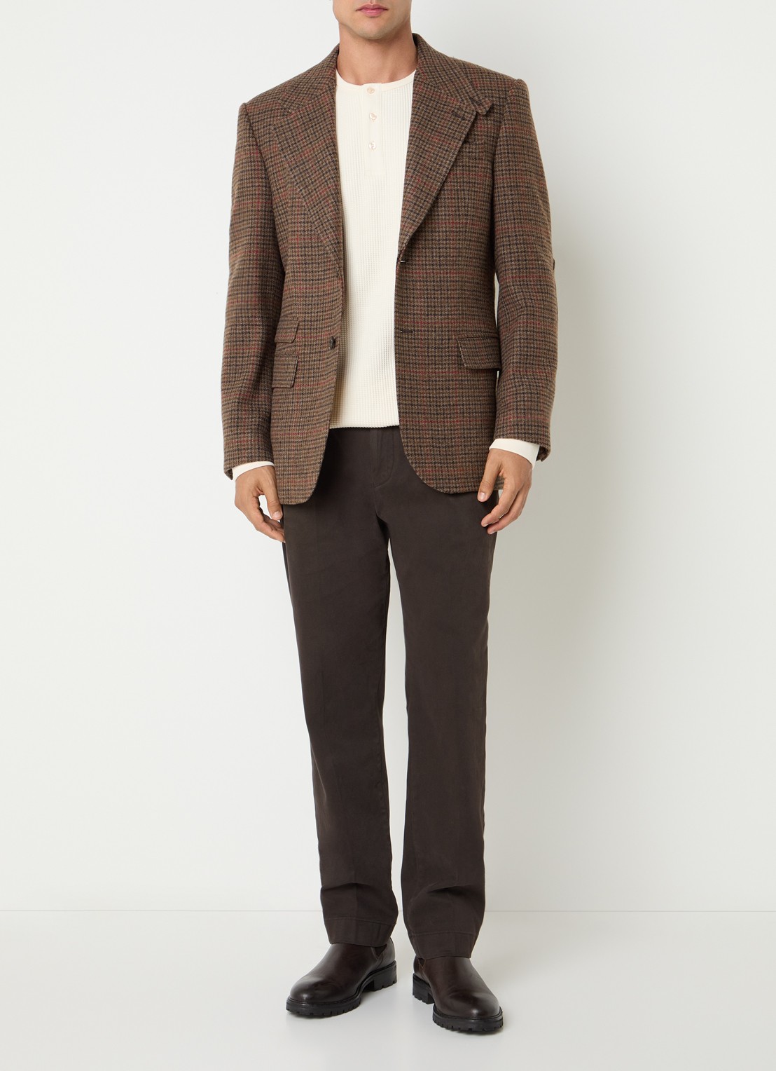Gant Blazer met pied-de-poule dessin - voorkant 4 bruin