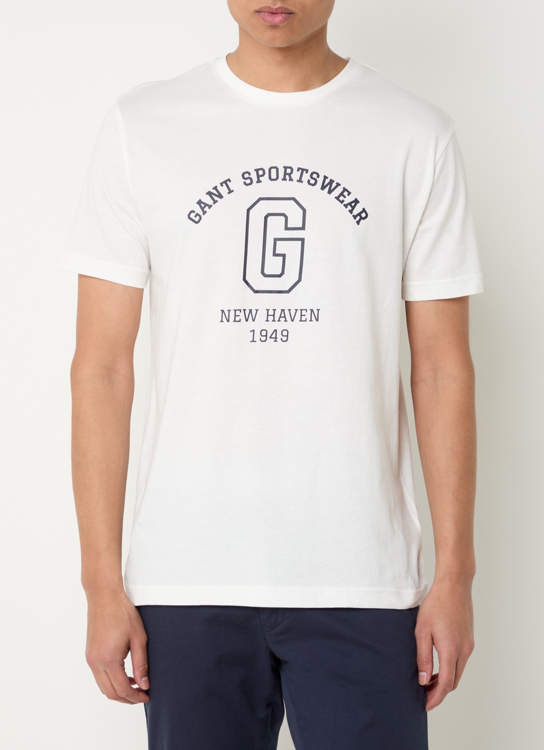Gant College G T-shirt met logoprint - detail 4 gebroken wit