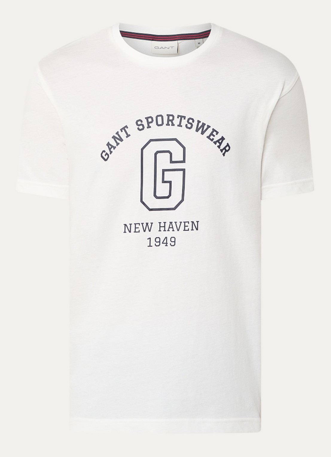 Gant College G T-shirt met logoprint - voorkant 2 gebroken wit