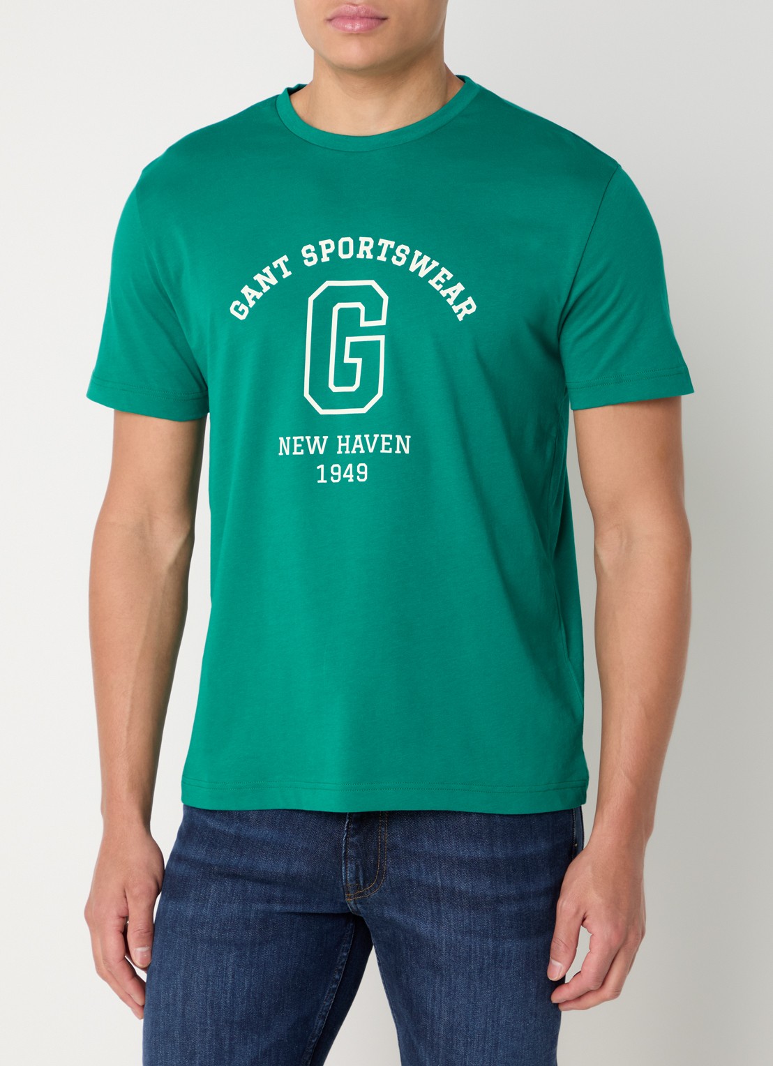 Gant College G T-shirt met logoprint - detail 3 donkergroen