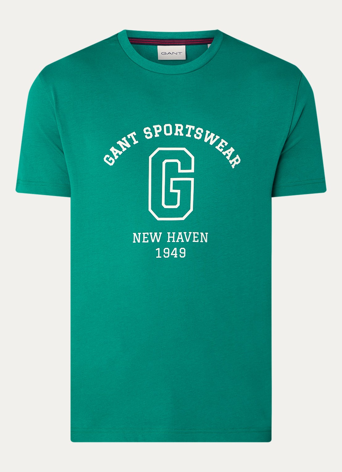 Gant College G T-shirt met logoprint - voorkant donkergroen