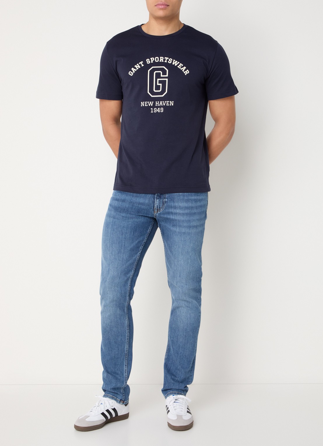 Gant College G T-shirt met logoprint - voorkant 2 donkerblauw