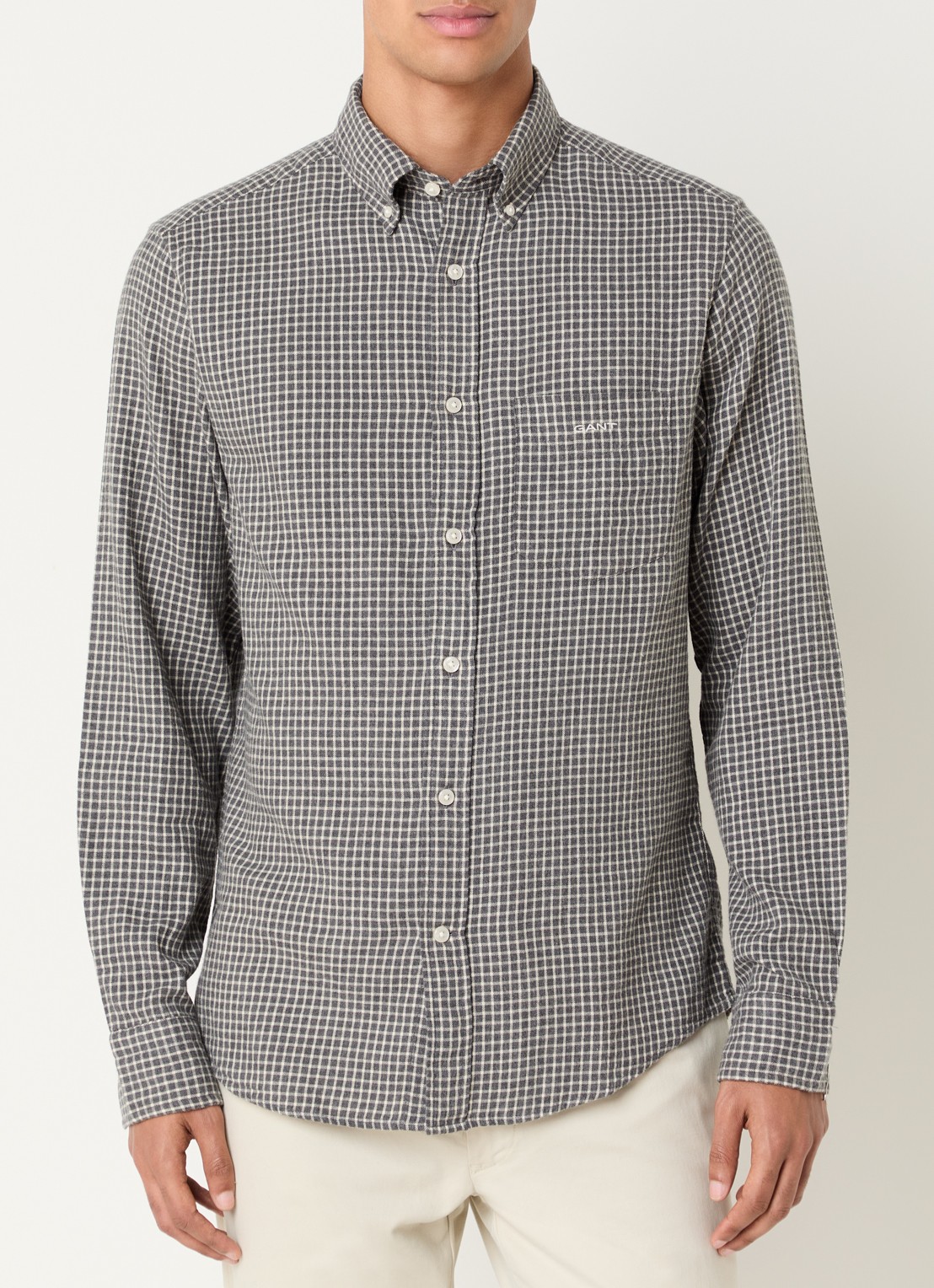 Gant Comfort fit overhemd met ruitdessin - detail 4 olijfgroen