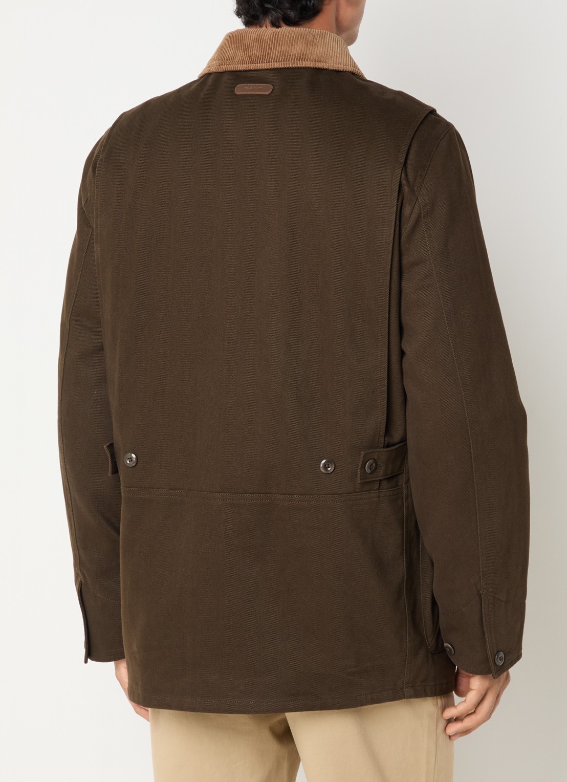 Gant Decker jack met details van corduroy - achterkant 4 donkerbruin