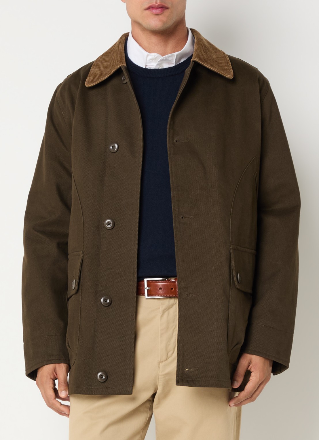 Gant Decker jack met details van corduroy - detail donkerbruin