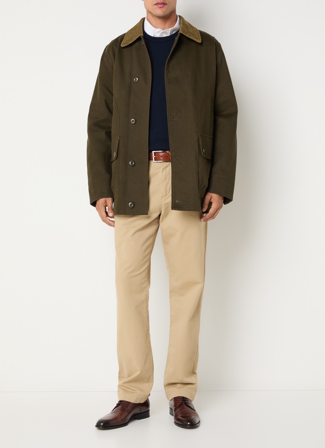 Gant Decker jack met details van corduroy - voorkant 3 donkerbruin