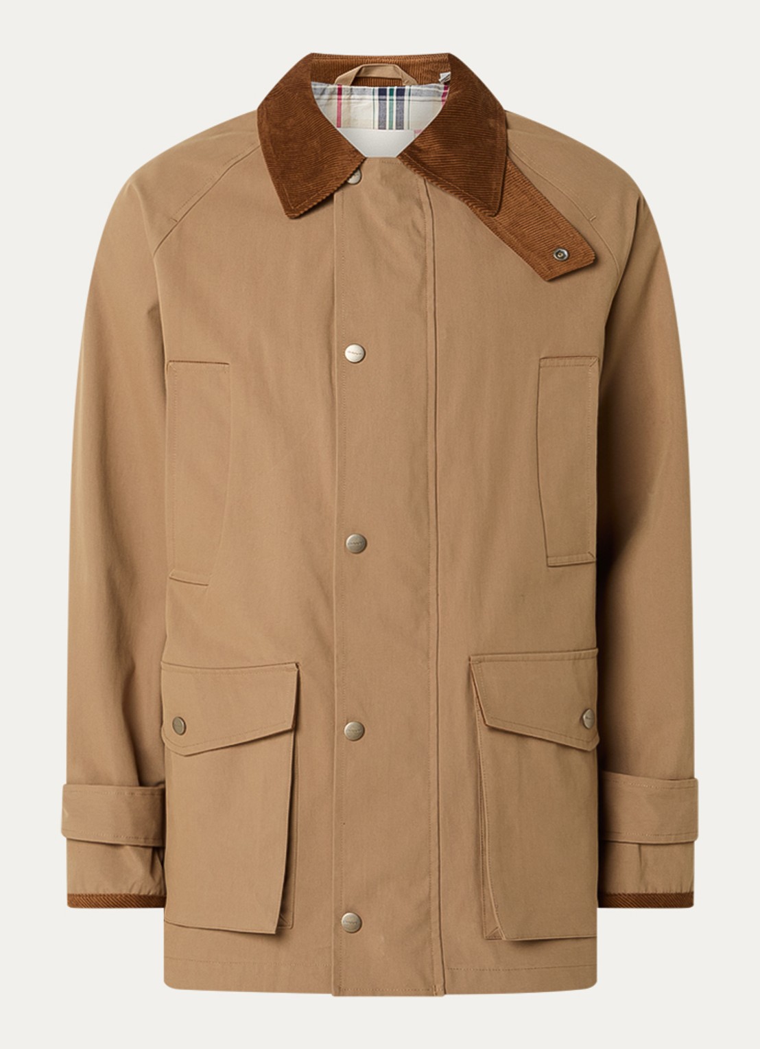 Gant Field trenchcoat met klepzakken - voorkant 2 camel