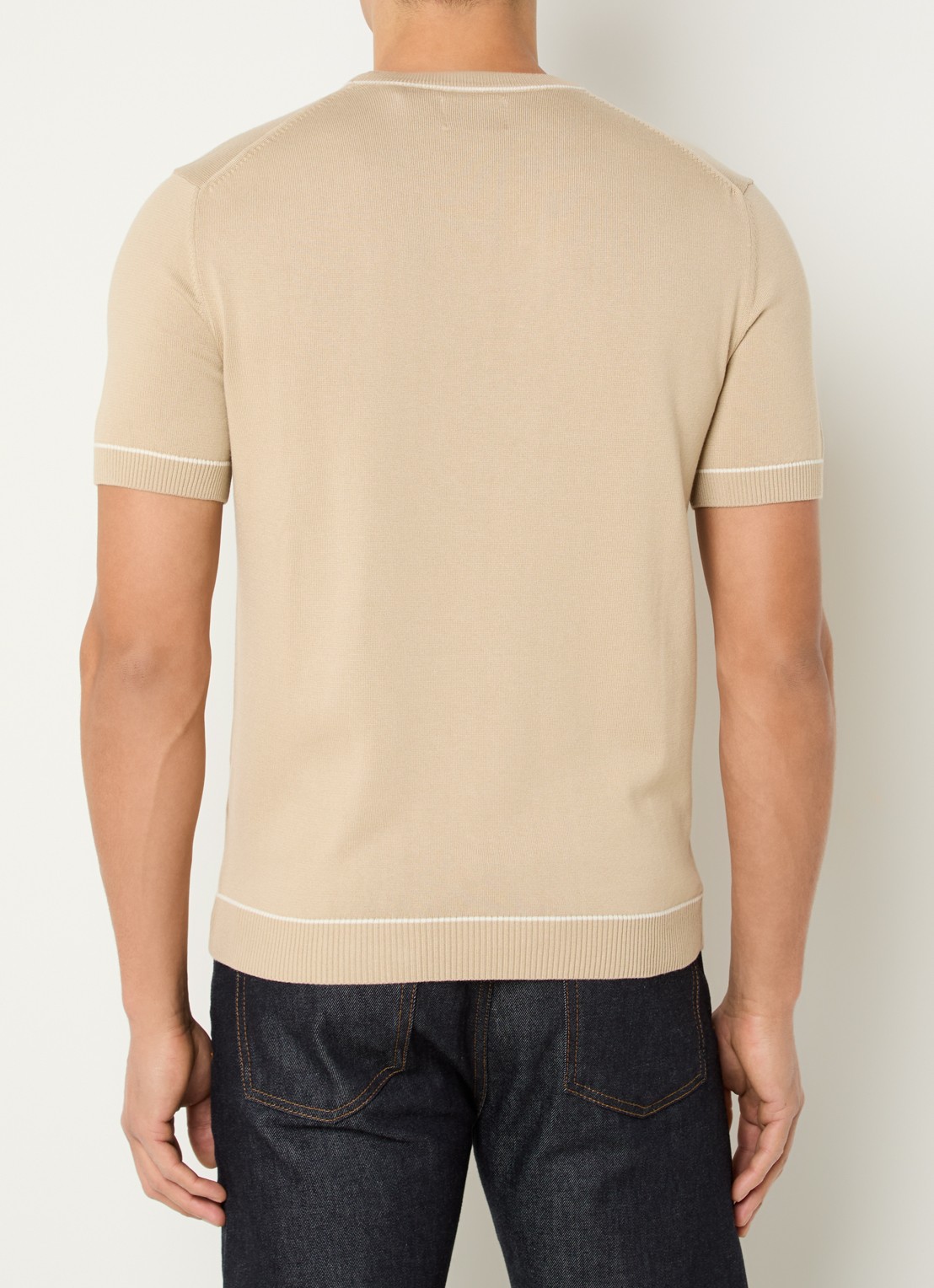 Gant Fijngebreid T-shirt met ronde hals - achterkant beige