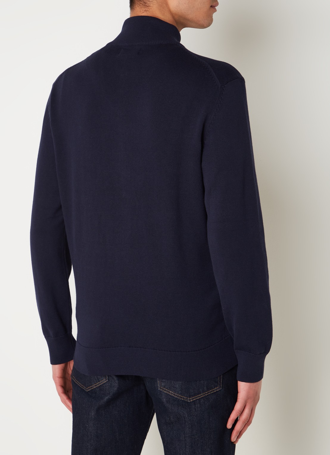 Gant Fijngebreid vest met logoborduring - achterkant 4 donkerblauw