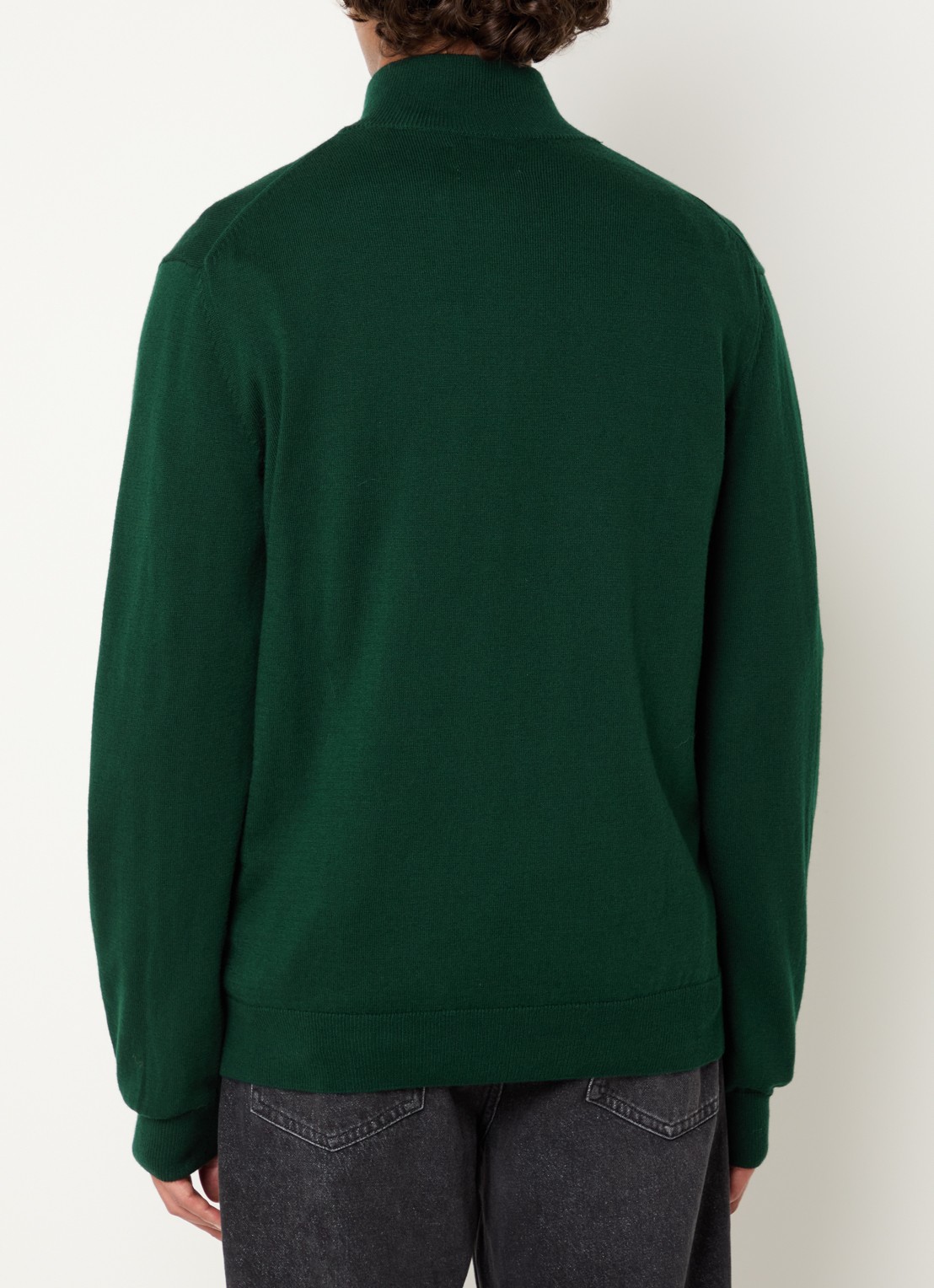 Gant Fijngebreide pullover in wolblend met halve rits - achterkant 2 donkergroen
