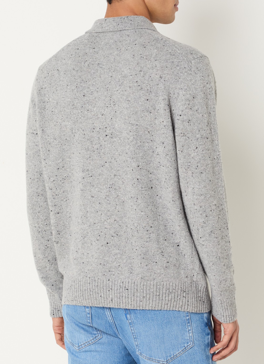 Gant Fijngebreide pullover in wolblend met polokraag - achterkant 2 grijsmele